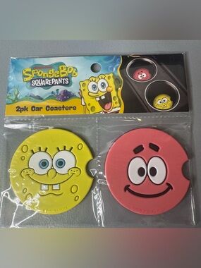 SpongeBob SquarePants 2-Pack Car Coasters – YSpongeBob & Patrick Star smiling